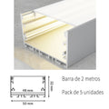 Pack 5 Perfiles de Aluminio Color Plateado Superficie/Colgante Con Difusor Opal Longitud 2 Metros LY21-09-PL