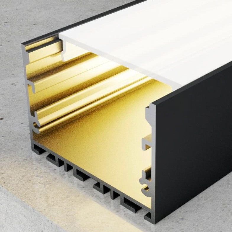 Pack 5 Perfiles de Aluminio Color Negro Superficie/Colgante Con Difusor Opal Longitud 2 Metros LY21-09-NG