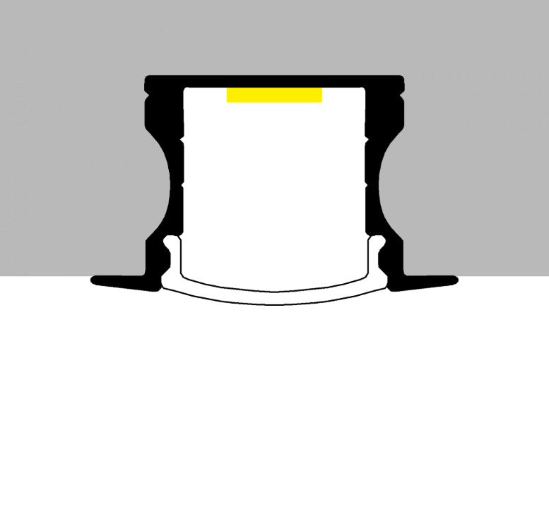 Pack 10 Perfiles de Aluminio para Empotrar con Alas Lacado Negro 2 Metros Con Difusor Opal