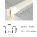 Pack 10 Perfiles de Aluminio para Empotrar con Alas Color Aluminio 2 Metros Con Difusor Opal
