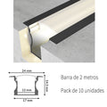 Pack 10 Perfiles de Aluminio para Empotrar con Alas Lacado Negro 2 Metros Con Difusor Opal
