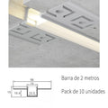 Pack 10 Perfiles de Aluminio para Empotrar con Alas Para Pladur Con Difusor Opal LY21-12-AL