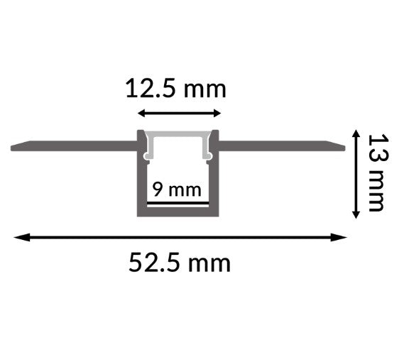 Pack 10 Perfiles de Aluminio para Empotrar con Alas Para Pladur Con Difusor Opal LY21-12-AL