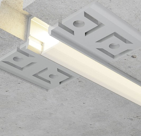 Pack 10 Perfiles de Aluminio para Empotrar con Alas Para Pladur Con Difusor Opal LY21-12-AL