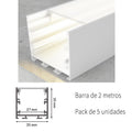 Pack 5 Perfiles de Aluminio Color Blanco Superficie/Colgante 35x35mm Con Difusor Opal Longitud 2 Metros LY21-13-BL