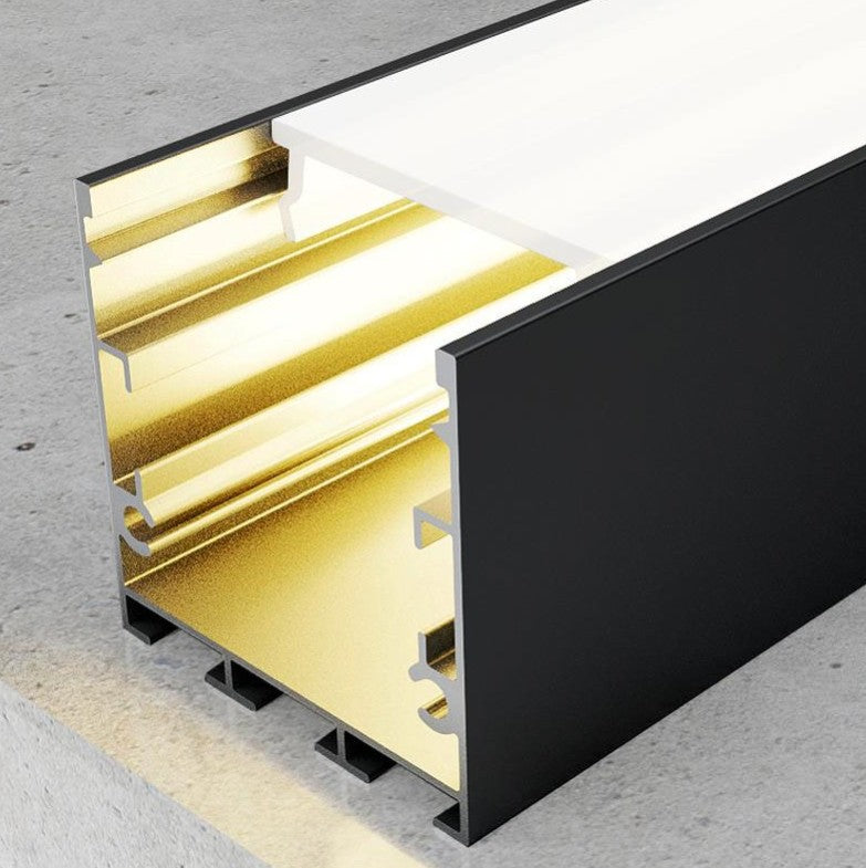 Pack 5 Perfiles de Aluminio Color Negro Superficie/Colgante 35x35mm Con Difusor Opal Longitud 2 Metros LY21-13-NG