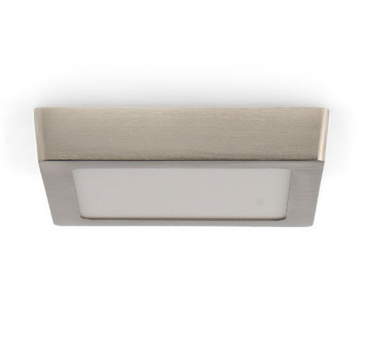 Plafón LED Cuadrado CCT 20W 225x225mm 2000lm Selección de Temperatura (3000K-4000K-6000K) - Diseño Profesional Níquel