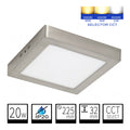 Plafón LED Cuadrado CCT 20W 225x225mm 2000lm Selección de Temperatura (3000K-4000K-6000K) - Diseño Profesional Níquel