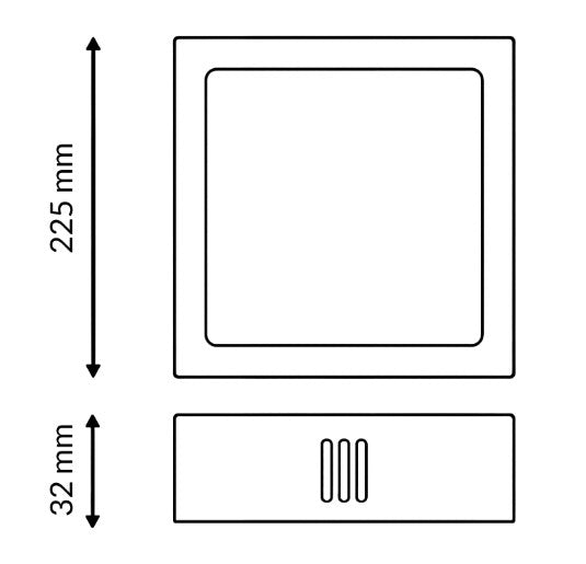 Plafón LED Cuadrado CCT 20W 225x225mm 2000lm Selección de Temperatura (3000K-4000K-6000K) - Diseño Profesional Níquel