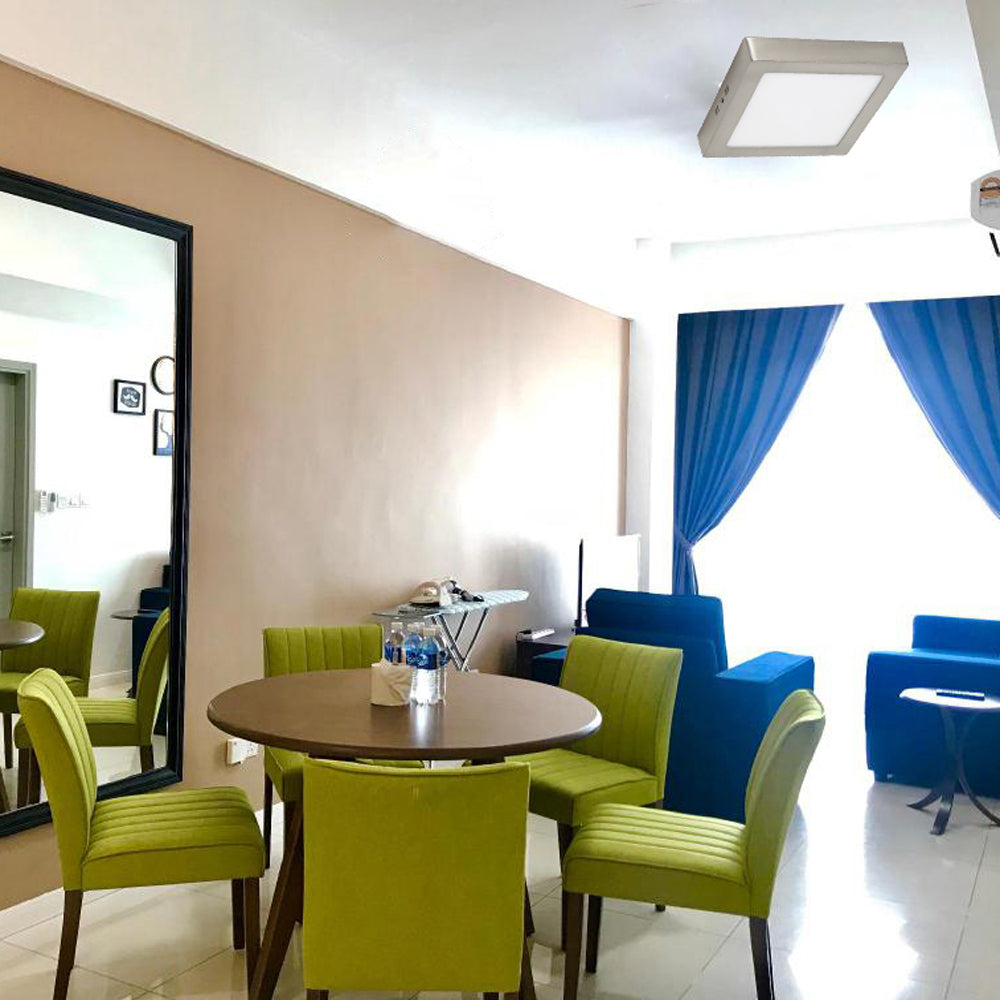 Plafón LED Cuadrado CCT 25W 300x300mm 2500lm Selección de Temperatura (3000K-4000K-6000K) - Diseño Profesional Níquel