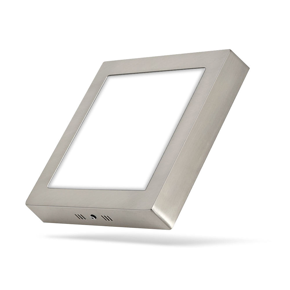 Plafón LED Cuadrado CCT 25W 300x300mm 2500lm Selección de Temperatura (3000K-4000K-6000K) - Diseño Profesional Níquel