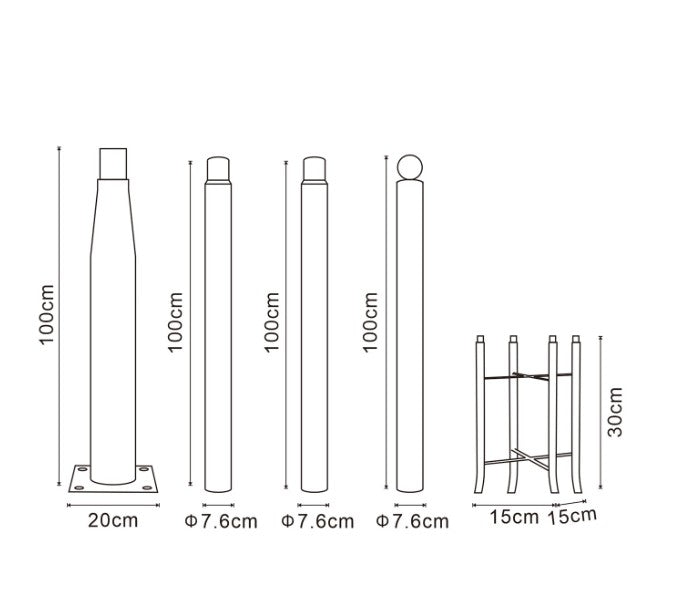 Columna para Farola 3.7m Desmontable - Poste de Acero Negro para Alumbrado Exterior