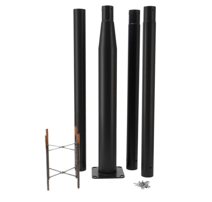 Columna para Farola 3.7m Desmontable - Poste de Acero Negro para Alumbrado Exterior