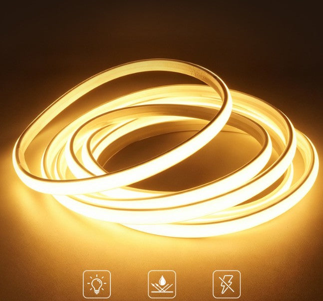 Tira LED COB 220V Directa 10W/m IP65 C/Autoadhesiva - Corte cada 10cm - 2100K Dorado