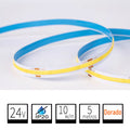 Tira LED 24V COB IP20 Dorado 10w/m 320chips/m Rollo de 5 metros Anchura 8mm