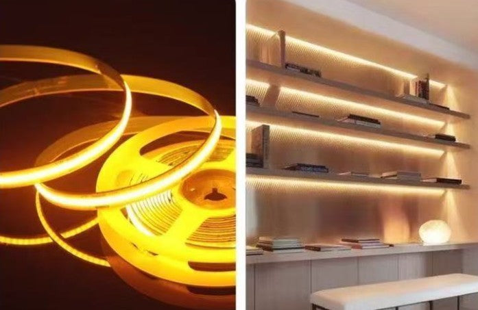 Tira LED 24V COB IP20 Dorado 10w/m 320chips/m Rollo de 5 metros Anchura 8mm