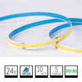 Tira LED 24V COB IP20 Verde 10w/m 320chips/m Rollo de 5 metros Anchura 8mm