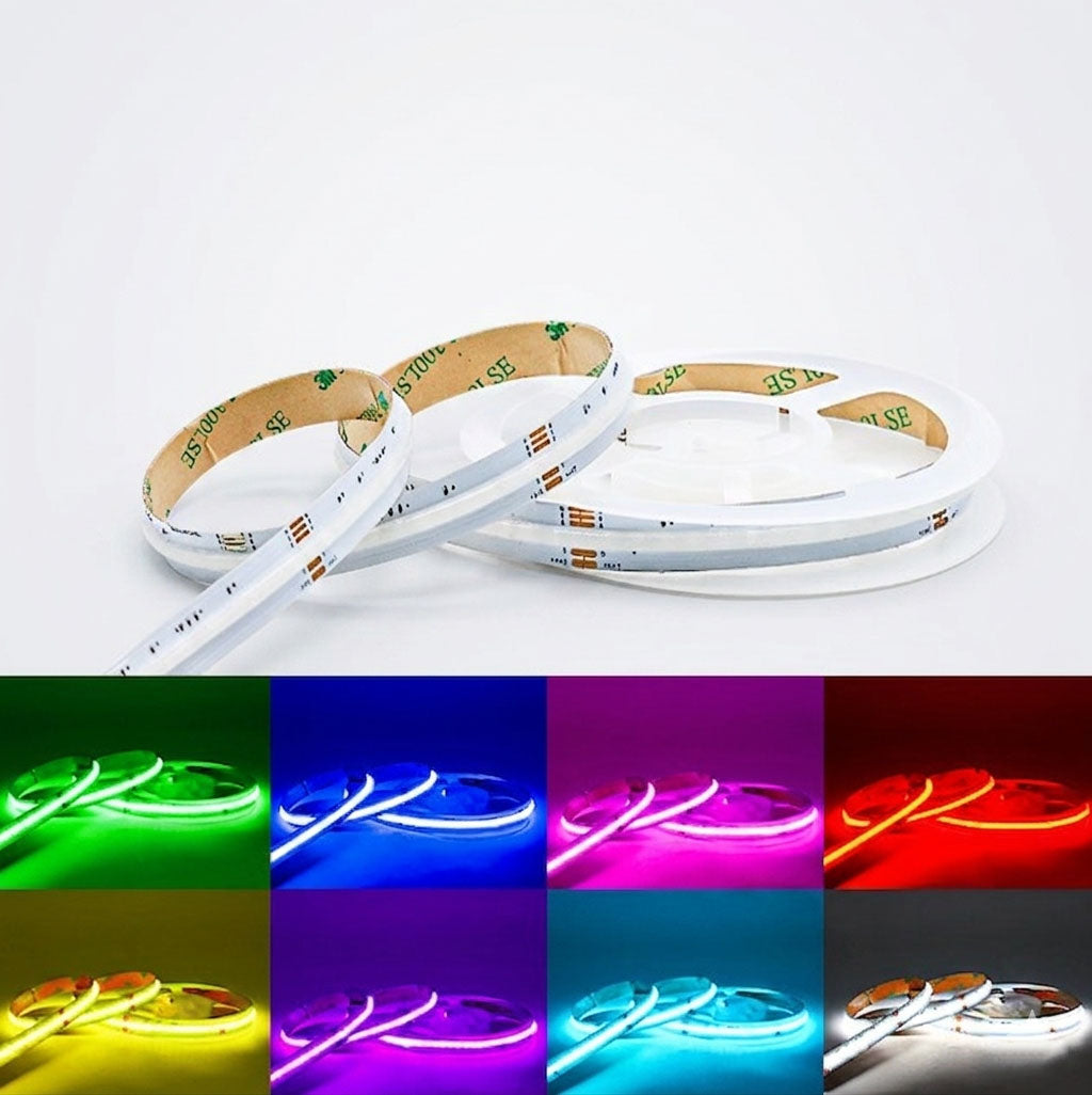 Tira LED COB 24V RGB + 6000K Blanco Frío IP20 19W/m 784chips/m Rollo 5 Metros