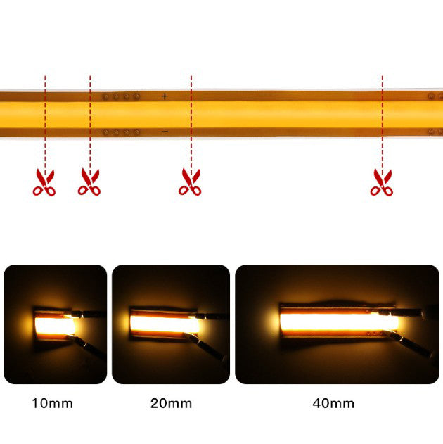 Tira LED 24V COB "Free Cut" | 13W/m - 10 Metros - IP20 - 2700K -Blanco Calido Intenso