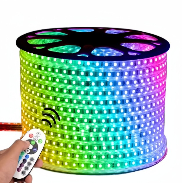 Tira LED 220V IP54 RGB SMD5050 10w/m 900lm/m 60chips/m Mando Incluido