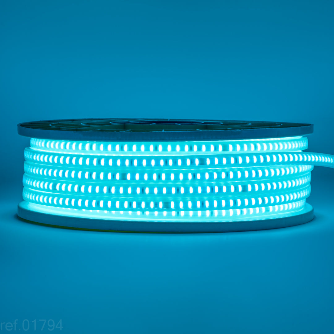 Tira LED 220V IP54 Azul Celeste SMD2835 10w/m 1000lm/m 120chips/m Corte 20cm