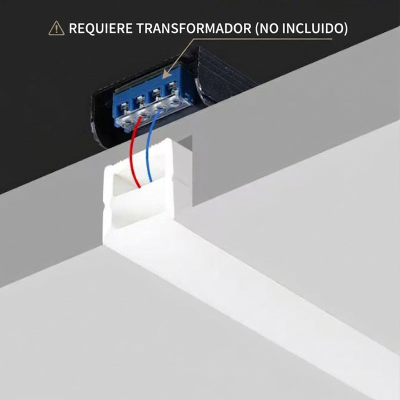 Neón LED Flexible 24V DC IP65 16x16mm 10W/m - Rollo de 30m - Luz Calida 3000K