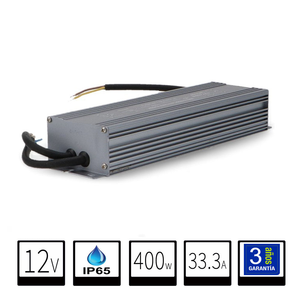 Transformador Impermeable DC12V 400W - Protección IP65 para Exteriores